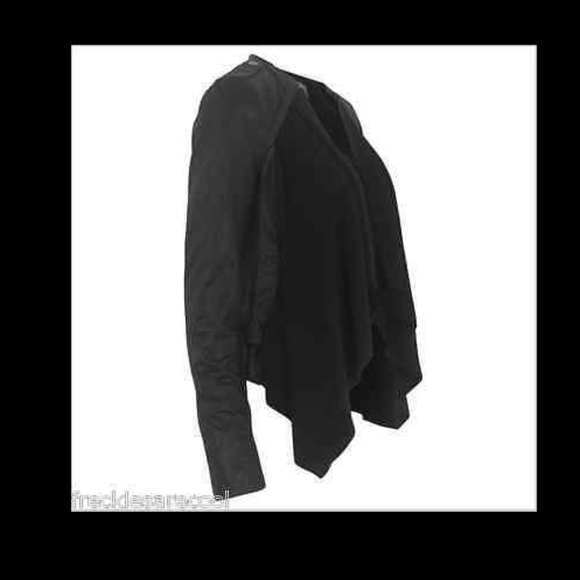 MUUBAA LUPUS BLACK LEATHER BIKER DRAPED JACKET 6 - Picture 3 of 10